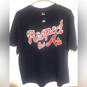 Majestic Atlanta Braves Blue Short Sleeve Tee Mens XL